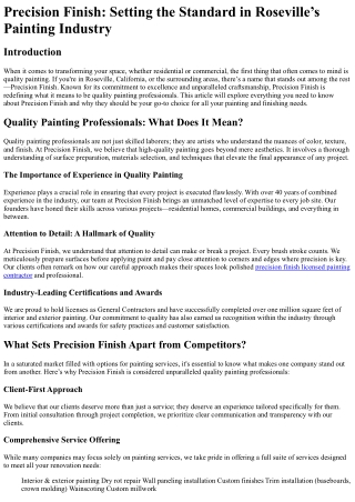 Precision Finish Setting the Standard in Roseville’s Painting Industry