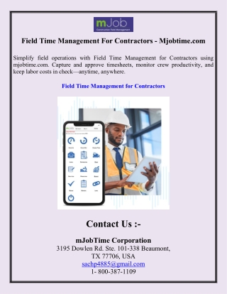 Field Time Management For Contractors - Mjobtime.com