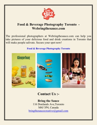 Food & Beverage Photography Toronto  - Webringthesauce.com