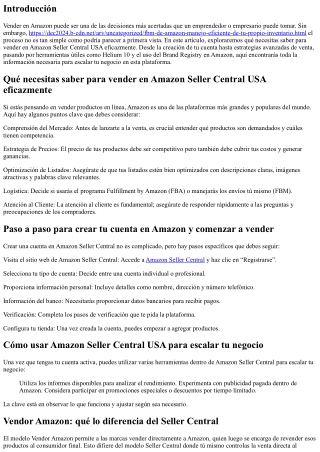 Qué necesitas saber para vender en Amazon Seller Central USA eficazmente