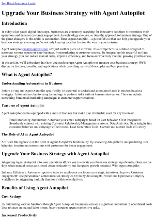 Upgrade Your Business Strategy with Agent Autopilot