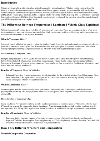 The Differences Between Tempered and Laminated Vehicle Glass Explained.