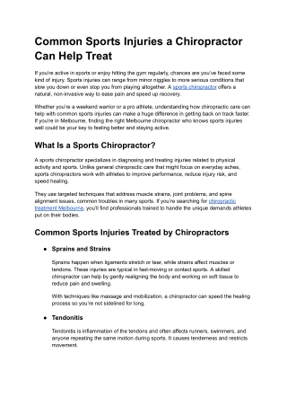 Common Sports Injuries a Chiropractor Can Help Treat