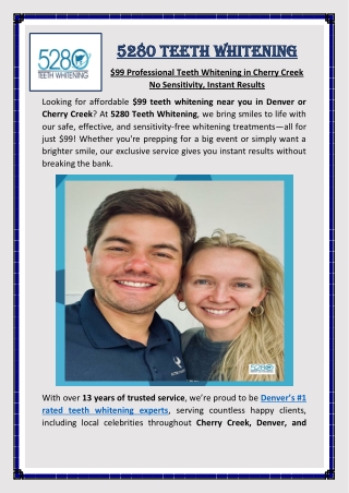 $99 Professional Teeth Whitening in Cherry Creek