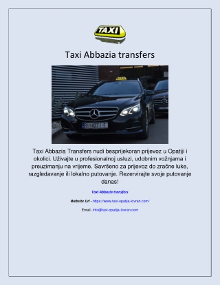 Taxi Abbazia transfers