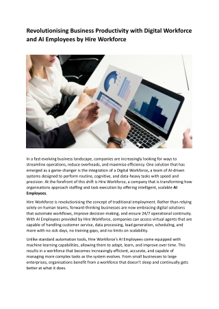 Revolutionising Business Productivity with Digital Workforce and AI Employees by Hire Workforce