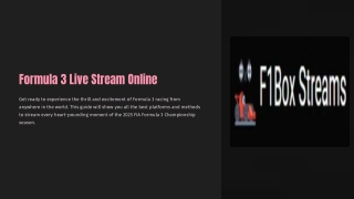 Formula 3 Live Stream Online