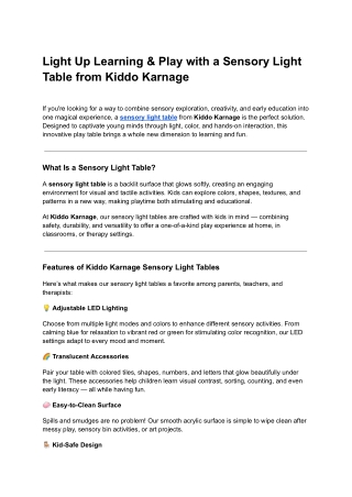 Light Up Learning & Play with a Sensory Light Table from Kiddo Karnage