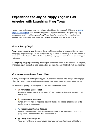 Experience the Joy of Puppy Yoga in Los Angeles with Laughing Frog Yoga