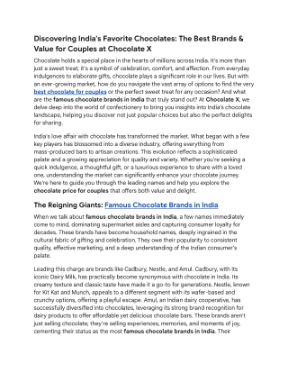 The Best Brands & Value for Couples at Chocolate X