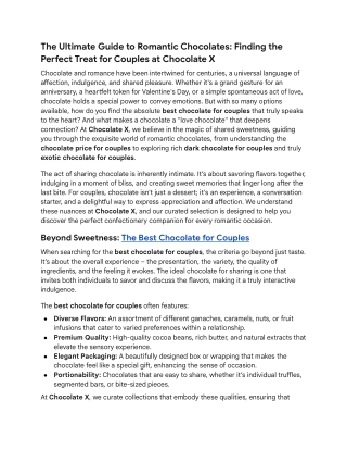 Finding the Perfect Treat for Couples at Chocolate X