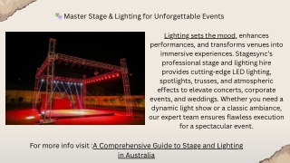 A Comprehensive Guide to Stage and Lighting in Australia | Expert Tips & Solutio