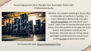 Affordable Sound Equipment Hire in Australia | Pro Audio Rentals for Events