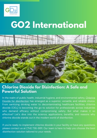 Chlorine Dioxide for Disinfection A Safe and Powerful Solution