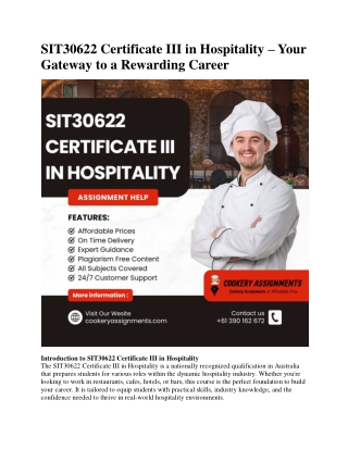 SIT30622 Certificate III in Hospitality