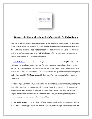 Discover_the_Magic_of_India with Unforgettable Taj Mahal