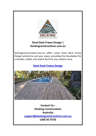 Steel Deck Frame Design | Deckingconstructions.com.au