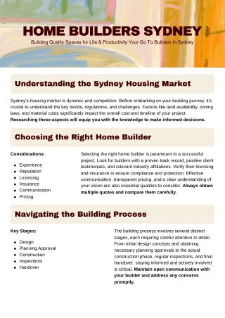 Home Builders Sydney – Expert Guidance for a Successful Build