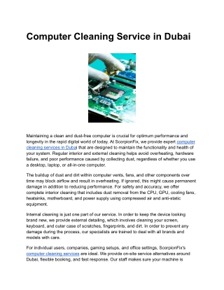 Computer Cleaning Service in Dubai