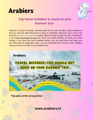 Top travel mistakes to avoid on your Kashmir tour