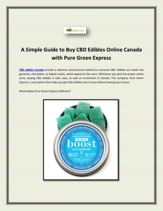A Simple Guide to Buy CBD Edibles Online Canada with Pure Green Express