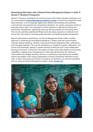 Streamlining Education with a Robust School Management System in India