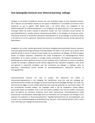 Vloerverwarming Lekkage