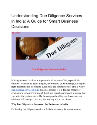 Due diligence service in India