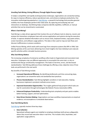 Unveiling Task Mining- Driving Efficiency Through Digital Process Insights