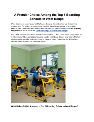 A Premier Choice Among the Top 5 Boarding Schools in West Bengal