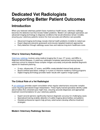 Dedicated Vet Radiologists Supporting Better Patient Outcomes