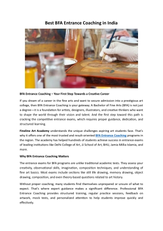 BFA Entrance Coaching