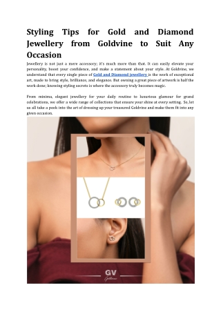Styling Tips for Gold and Diamond Jewelry from Goldvine to Suit Any Occasion