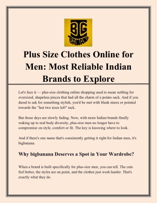 Plus Size Clothes Online for Men_ Most Reliable Indian Brands to Explore