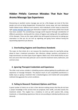Hidden Pitfalls_ Common Mistakes That Ruin Your Aroma Massage Spa Experience.docx