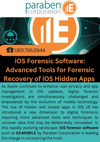 iOS Forensic Software Advanced Tools for Forensic Recovery of iOS Hidden Apps