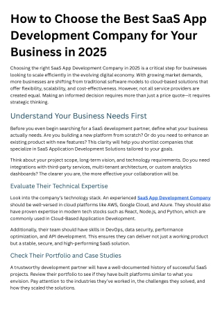 How to Choose the Best SaaS App Development Company for Your Business in 2025