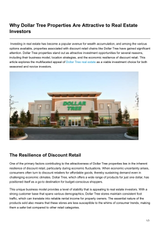 Why Dollar Tree Properties Are Attractive to Real Estate Investors