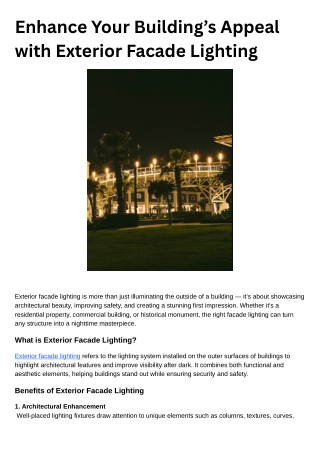 Enhance Your Building’s Appeal with Exterior Facade Lighting