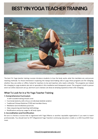 BEST YIN YOGA TEACHER TRAINING