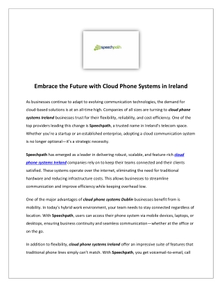 Embrace the Future with Cloud Phone Systems in Ireland