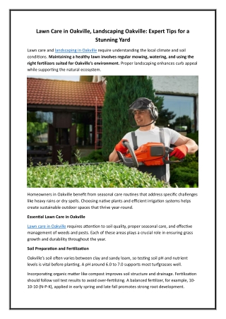 Lawn Care in Oakville, Landscaping Oakville Expert Tips for a Stunning Yard