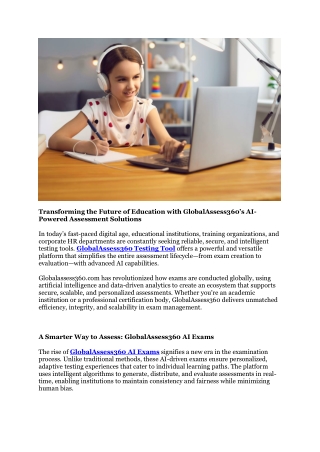 GlobalAssess360 Testing Tool