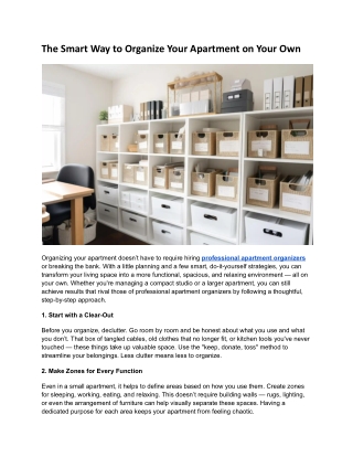 The Smart Way to Organize Your Apartment on Your Own