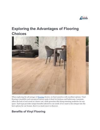 Exploring the Advantages of Flooring Choices