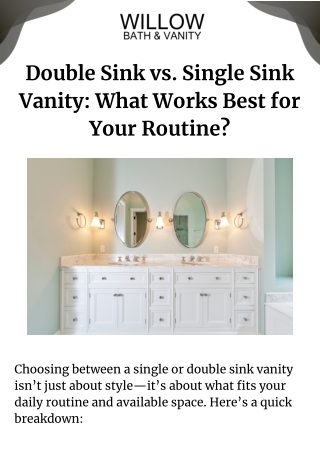 Double Sink vs. Single Sink Vanity: What Works Best for Your Routine?