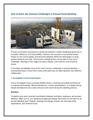 How to Solve the Common Challenges in Precast Panel Detailing