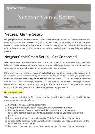 Netgear Genie Setup