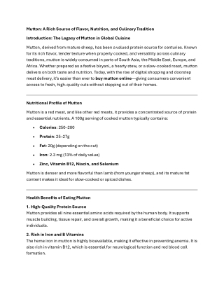 "Mutton: A Nutritious, Flavorful Staple for Every Kitchen"