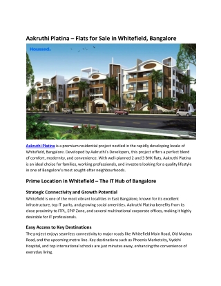 Aakruthi Platina - Flats in Whitefield, Bangalore